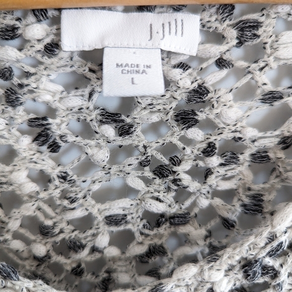 J. Jill Loose Knit Sweater Large White Gray 100% Cotton Beachy Neutral - Picture 13 of 15